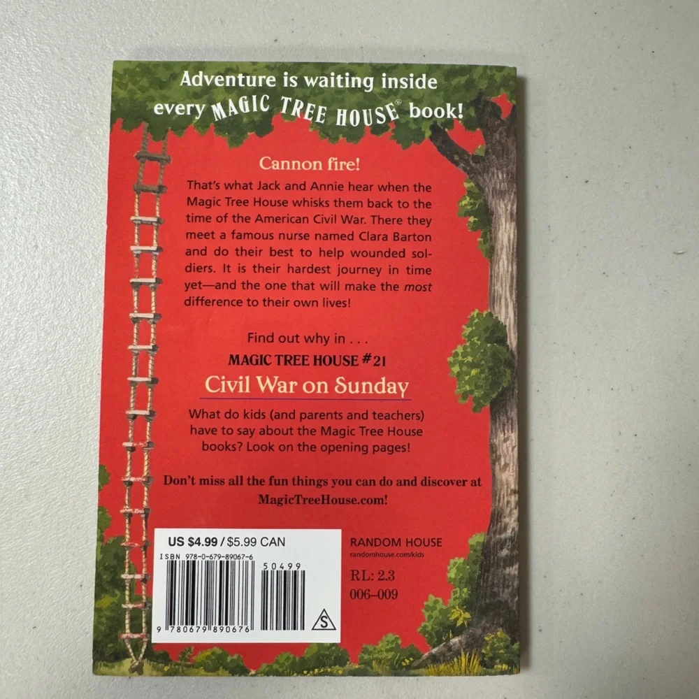 Magic Treehouse Book #21 Paperback Children Series Civil War on Sunday Education